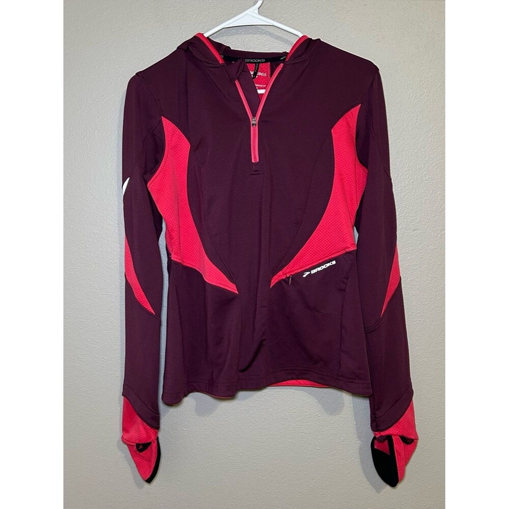Brooks Pink Purple Half Zip Reflective Running Pullover Sweater Women’s Medium